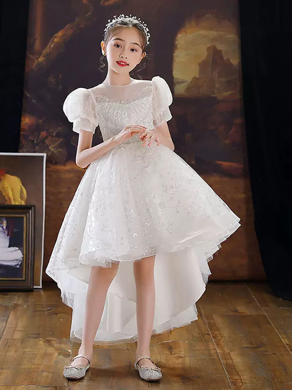 Puffy Princess Dress Flower Girls' Trailing Wedding Dress Evening Gown - Dorabear