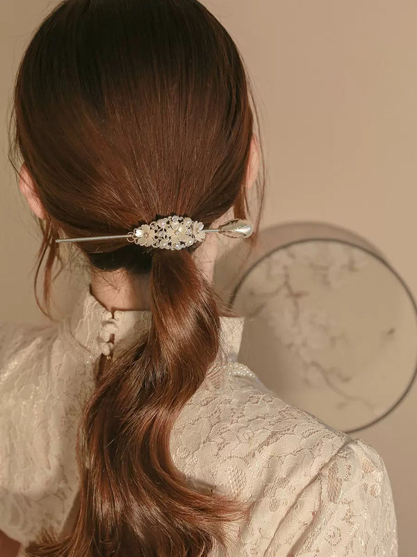 Retro Pearl Hairpin Ancient Style Pan Hair Ponytail Hairpin Simple Hairpin - Dorabear