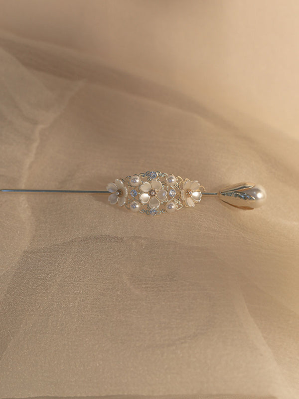 Retro Pearl Hairpin Ancient Style Pan Hair Ponytail Hairpin Simple Hairpin - Dorabear