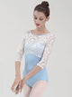Round Neck Lace Ballet Practice Clothing Mid Sleeve Leotard - Dorabear