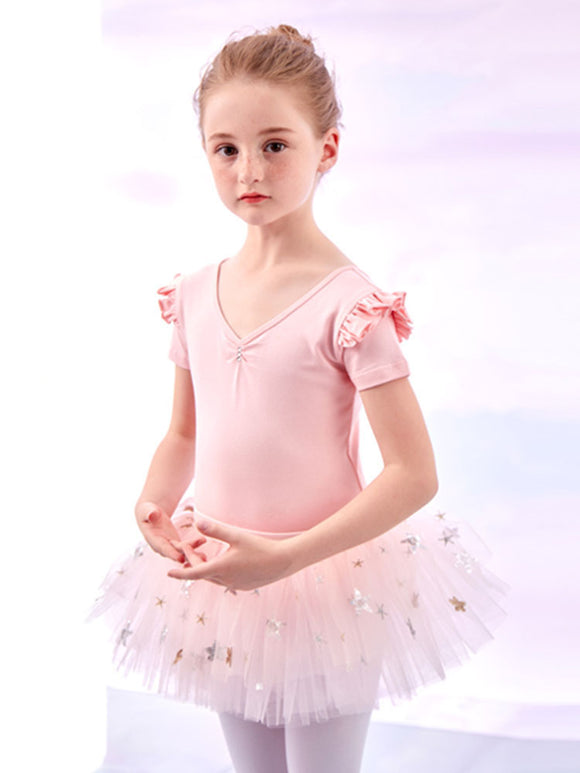 Ballet Split Tutu Skirt Suits Summer Short-sleeved Practice Clothes - Dorabear