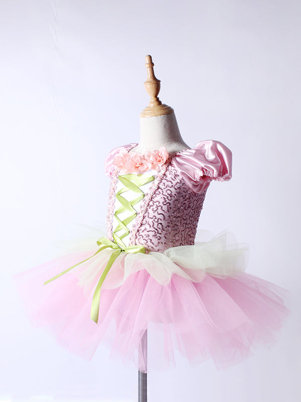 Sequin Gauze Skirt Pink Tutu Dress Ballet Dance Dress Performence Clothing - Dorabear