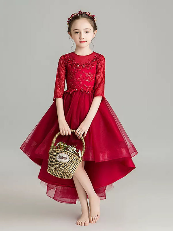 Shaggy Evening Gown Flower Girl Wedding Dress Autumn/Winter Piano Performance Costume - Dorabear