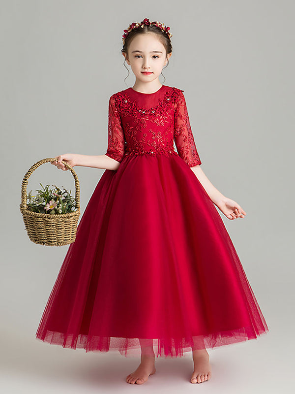 Shaggy Evening Gown Flower Girl Wedding Dress Autumn/Winter Piano Performance Costume - Dorabear