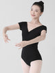 Short Sleeve Backless V-neck Ballet Dance Leotard Lace Stitching Jumpsuit - Dorabear