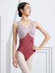 Sleeveless Lace Panel Leotard Sling Embroidered Backless Dance Practice Clothes - Dorabear