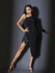 Slim Slanted Shoulder Asymmetric Exercise Dress Latin Dance Fringe Dress - Dorabear