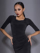 Square Neck Design Streamlined Half Sleeve Latin Dance Top - Dorabear