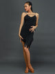 Strapless Backless Irregular Fringed Latin Dance Dress with Chest Pad - Dorabear