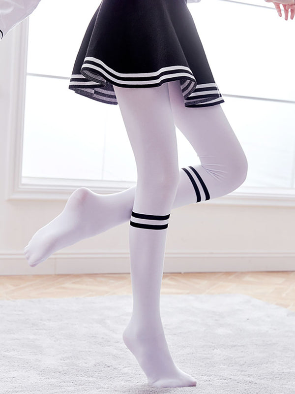 Striped Bottoming Pantyhose Combed Cotton Dance Exercise Tights - Dorabear