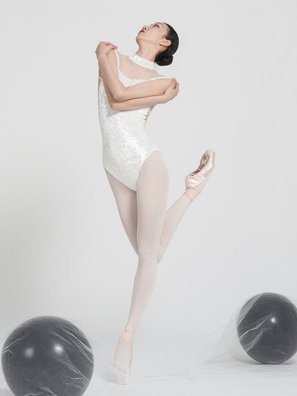Summer Ballet Stand-up Collar Mesh Stitching Leotard Practice Clothes - Dorabear
