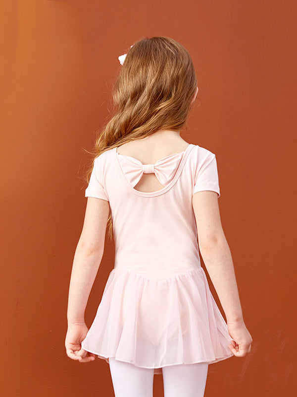 Summer Ballet V-neck Pleated Bow Dress Training Clothing - Dorabear