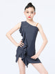 Summer Latin Dance Asymmetric Sloping Shoulder Strap Dress Performance Costume - Dorabear