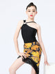 Summer Latin Dance Practice Clothes Slanted Shoulder Split Tassel Skirt Dance Suit - Dorabear