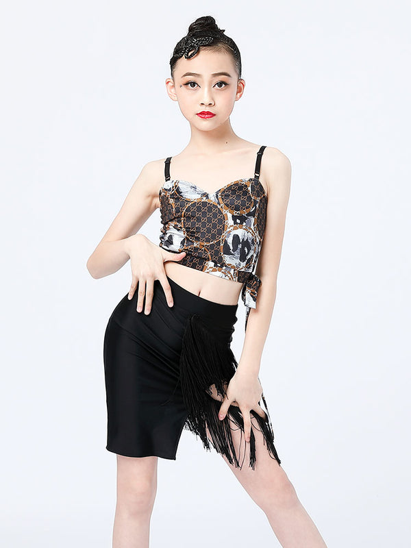 Summer Latin Dance Practice Clothes Suspender Dance Skirt Split Suit - Dorabear