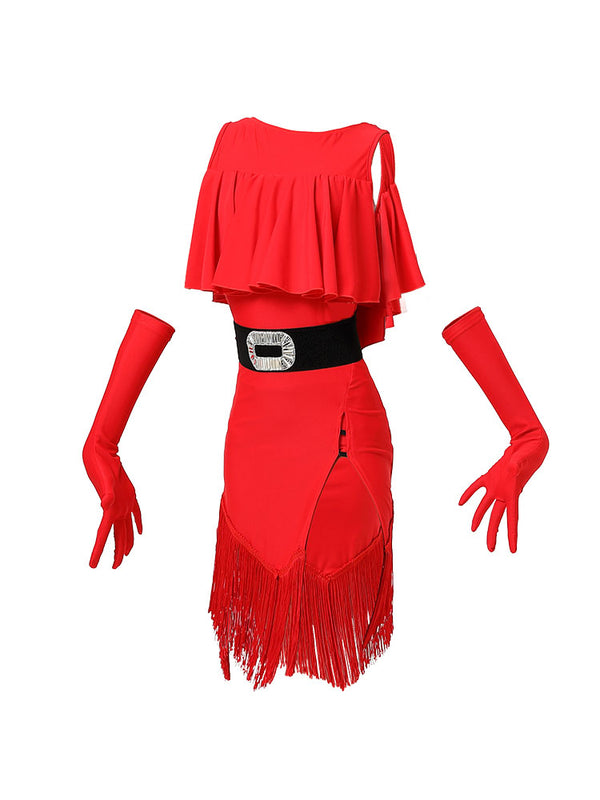 Summer Latin Dance Training Dress Fringed Costume - Dorabear