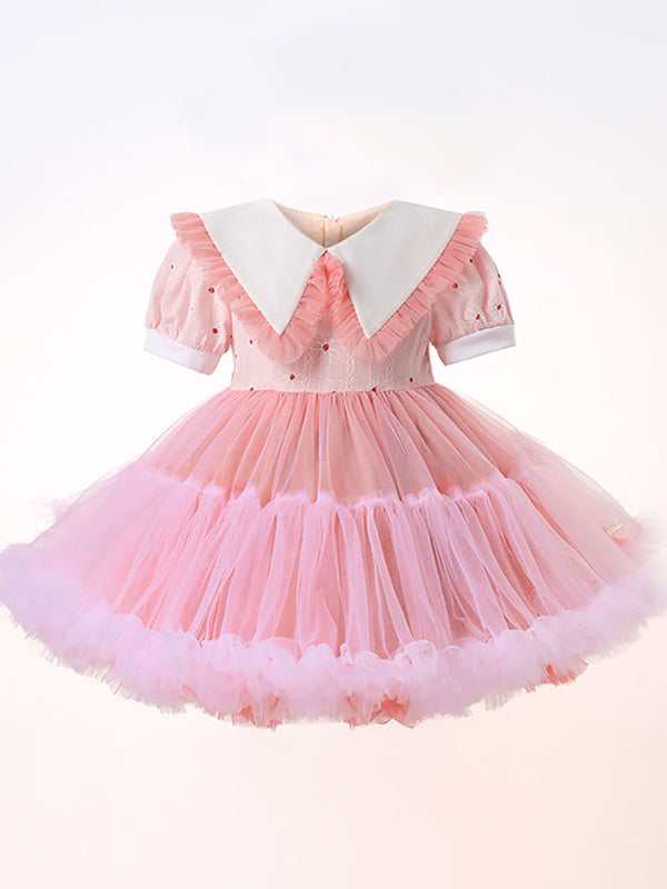 Summer Short Sleeve Dress Princess Dress Mesh Tutu Skirt - Dorabear