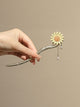 Sunflower Tassel Step Rocking Hairpin Hair Accessories Antique Cheongsam Headwear - Dorabear