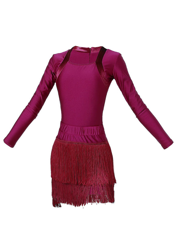 Tassel Dance Skirt Exercise Suits Autumn Latin Dance Clothes - Dorabear