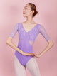 V-neck Lace Stitching Mid-sleeve Leotard Ballet Training Clothes - Dorabear