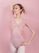 V-neck Lace Stitching Mid-sleeve Leotard Ballet Training Clothes - Dorabear