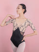 V-neck Lace Stitching Mid-sleeve Leotard Ballet Training Clothes - Dorabear