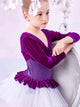 Velvet Stitching One-piece Dance Dress Ballet Long-sleeved Practice Clothes - Dorabear