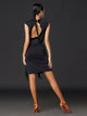 Water Drop Backless Front Side Slit Fringed Latin Dance Sleeveless Dress - Dorabear