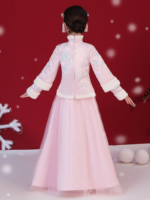 Winter Girl's National Style Thickened Tang Suit Stage Performance Costume - Dorabear