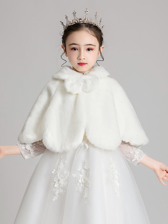 Winter Girl's Wool Shawl Small Waistcoat Plush Outer Gown Accessories - Dorabear