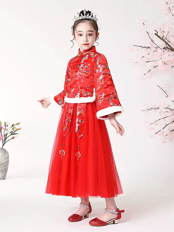 Winter National Style Girls' Oriental Elements Cotton Clothes Ancient Costume Performance Clothes - Dorabear
