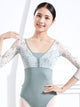 Ballet Mid-Sleeve Leotard Embroidered Mesh V-Neck Stitching Exercise Clothing - Dorabear