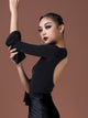 Latin Dance Training Clothes Small Round Neck Flared Sleeves Backless Leotard - Dorabear