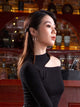 Long-sleeved Round Neck Pullover Blouse Latin Dance Practice Top - Dorabear