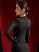 Long Sleeved Neck Hanging Knitted Top Latin Dance Practice Costume - Dorabear