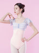 Neckline Mesh Pleated Backless Leotard Ballet Practice Clothes - Dorabear